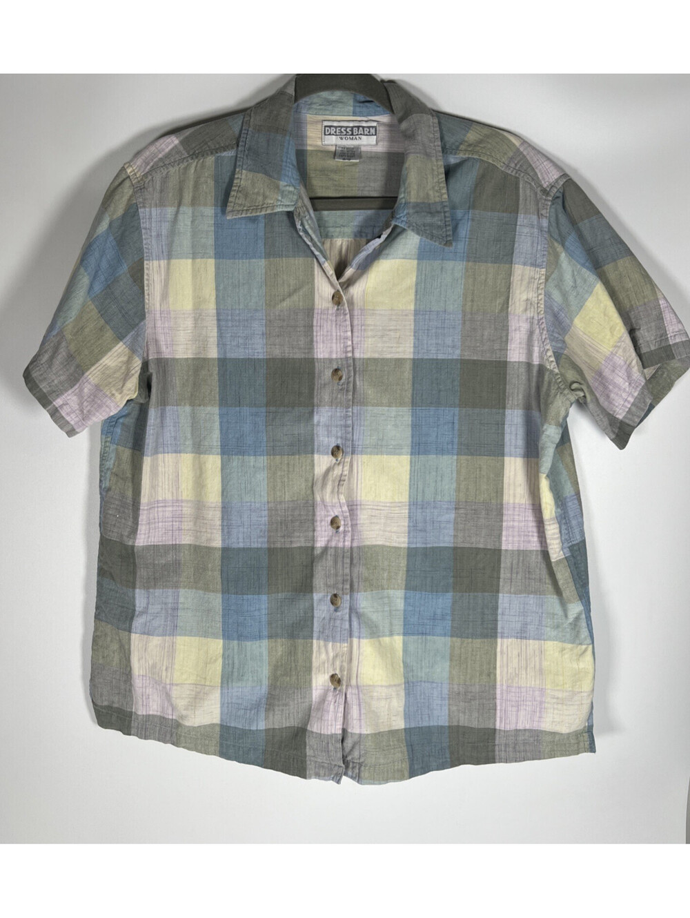 Vintage DressBarn Womens Button Down Blouse Short Sleeve Size 18/20 Cotton